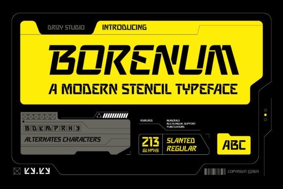 Borenum – A Bold Stencil Font for Modern Editorial Design